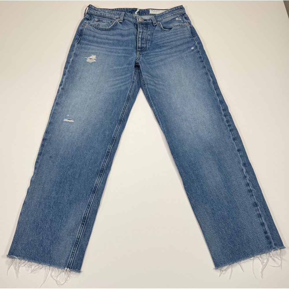 rag & bone Dre Jeans Womens 27 30x28 Mid Rise Baggy Boyfriend Meyer Raw Hem